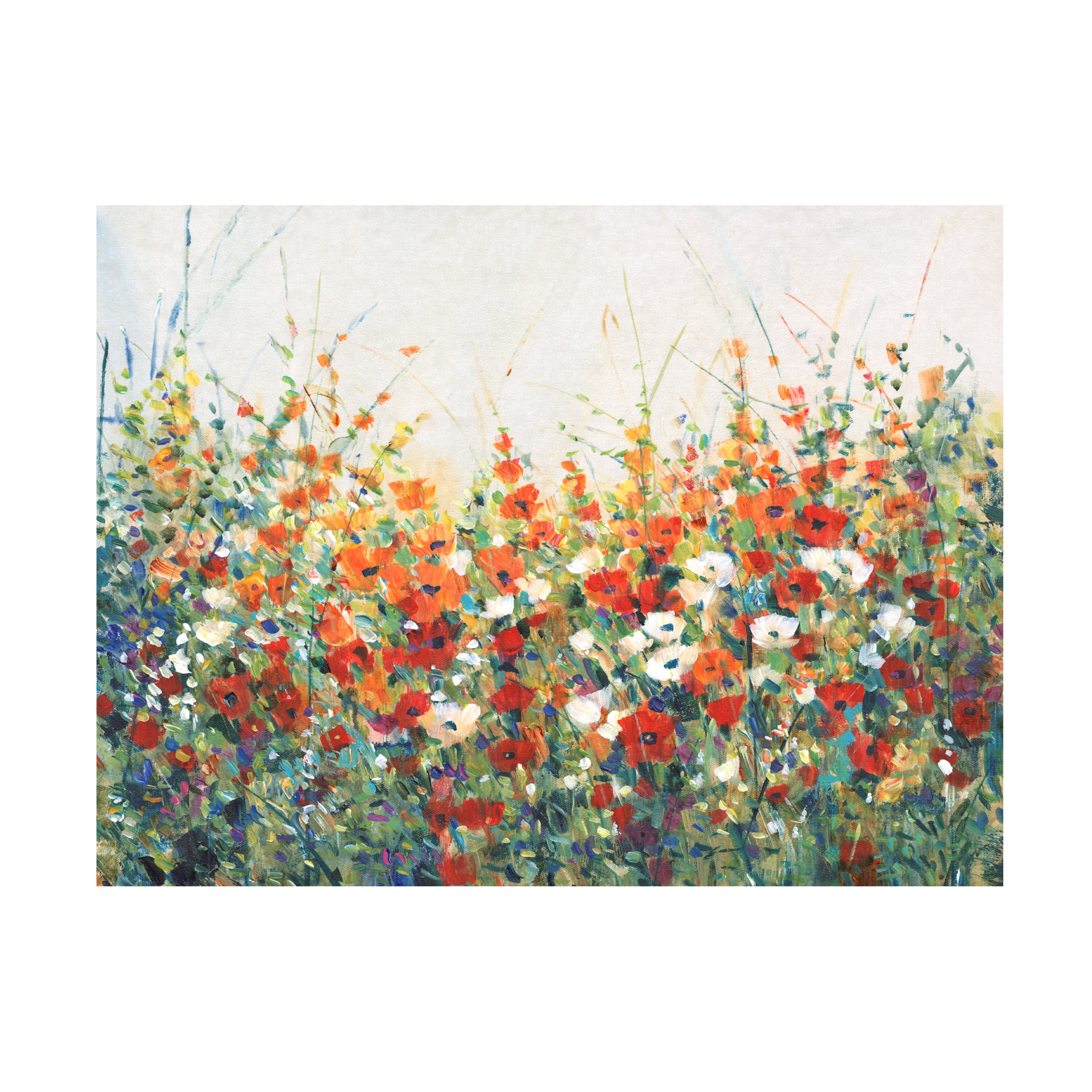 Colorful Floral Garden Canvas Print for Kids Room, 32" x 24"