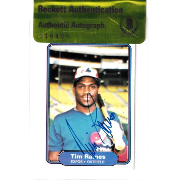 Tim Raines autographed Montreal Expos 1982 Fleer card BAS
