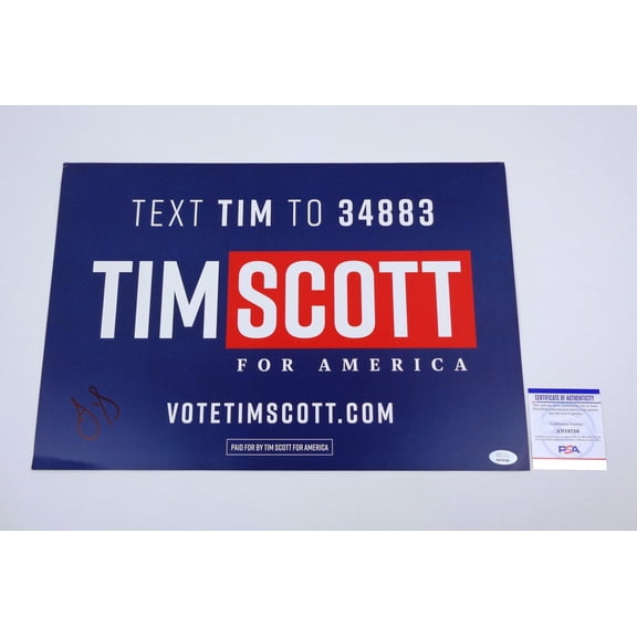 Tim Scott For President 2024 Senator Signed Autograph Sign Poster PSA/DNA COA
