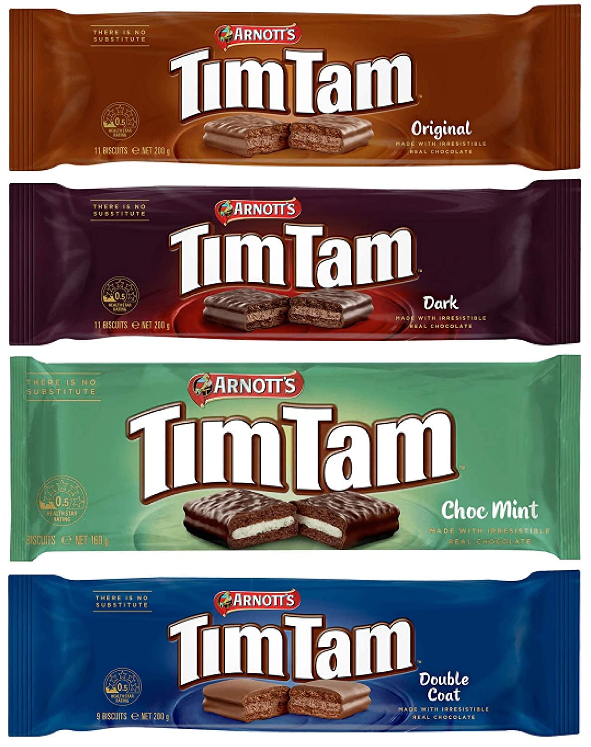 Tim Tam - CLASSIC COLLECTION - (Original, Dark Chocolate, Choc Mint, Double Coat) | 4 pack | Made in and Imported from Australia in Eco Friendly Packaging crafted by Delia Creations