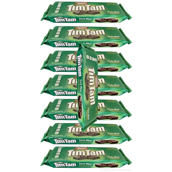 Tim Tam Dark MINT Cookies (Value Pack Of 8 x 165g EA) Australian Chocolate Cookie Biscuits, Aussie Made & Loved ... Creamy Goodness (Made in Australia)