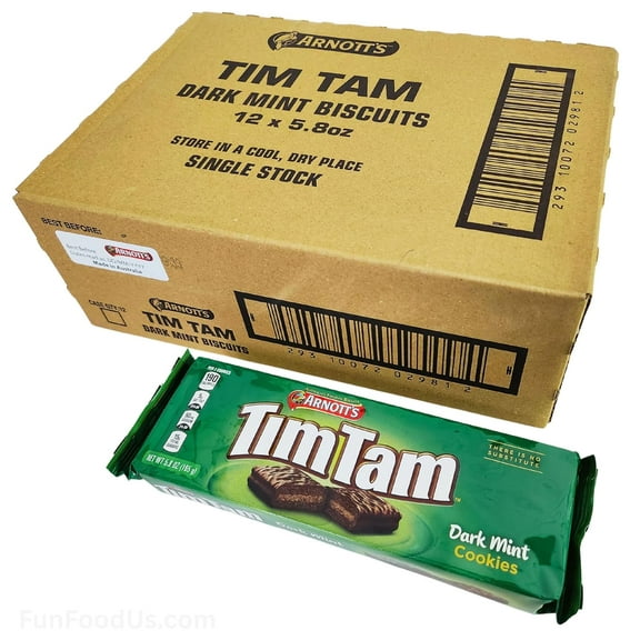 Tim Tam Dark Mint (Case Pack of 12 x 165g) Australia's Most Loved & Most Iconic Chocolate Biscuit Cookies