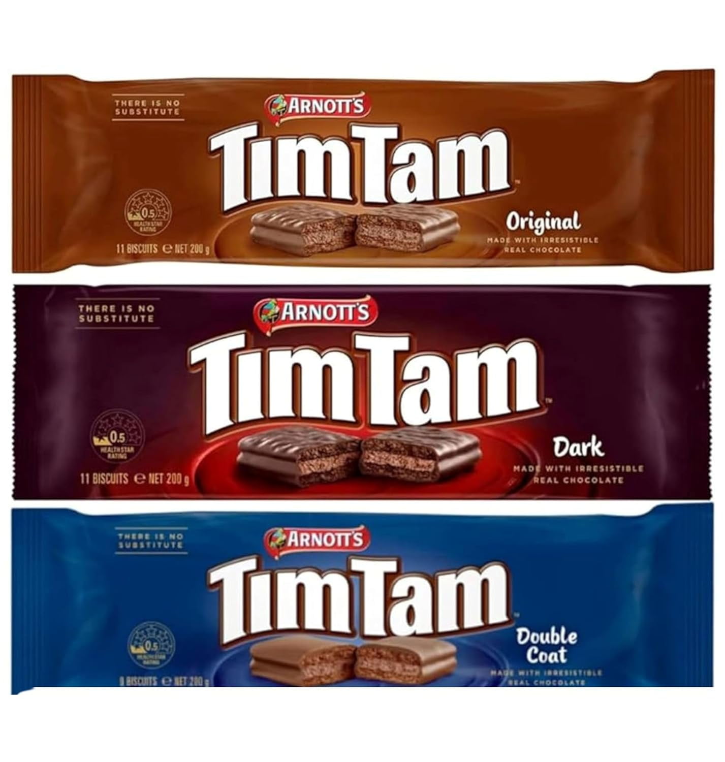Tim Tam Simpler - Original, Dark, Double Coat Chocolate Cream Filling, Imported from Australia (3 Pack) Deliciousness!