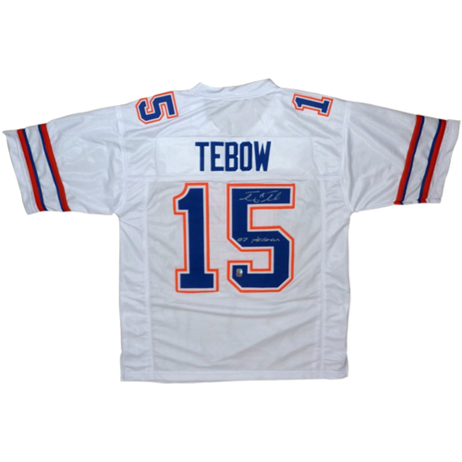 Tim Tebow Autographed Florida Gators White 15 Jersey w 07 Heisman Tebow Holo Walmart