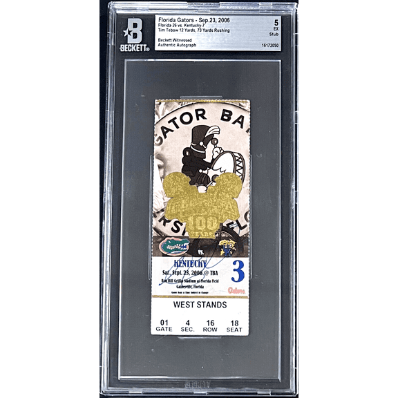 Tim Tebow Signed Florida Gators Sep. 23, 2006 Ticket Stub Beckett EX5 16172050