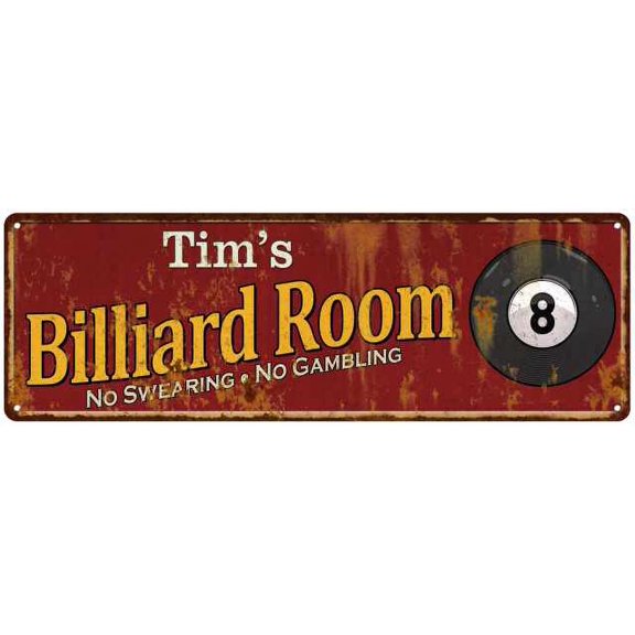 Tim's Billiard Room Red Sign Game Room Pool 8x24 108240008029