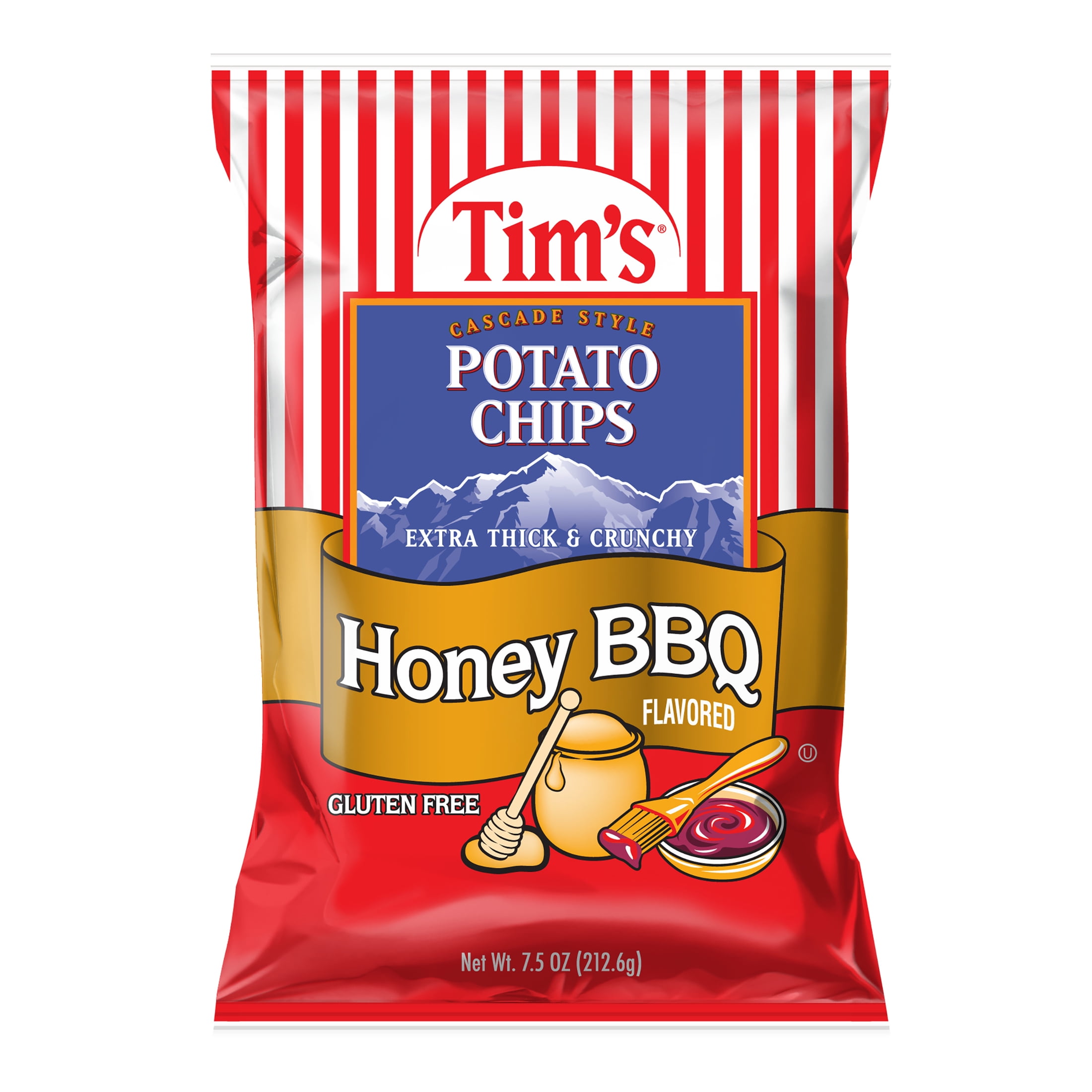 Tim's Cascade Snacks Honey BBQ Cascade Style Potato Chips, Gluten-Free, 7.5 oz Bag