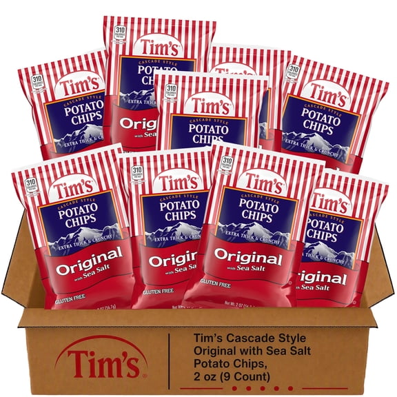 Tim's Cascade Style Original with Sea Salt Potato Chips, 2 oz (9 Count)