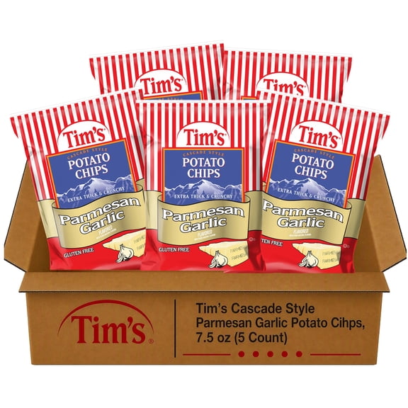Tim's Cascade Style Parmesan Garlic Potato Chips, 7.5 oz (5 Count)