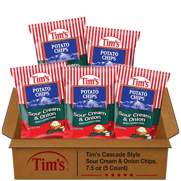 Tim's Cascade Style Sour Cream & Onion Chips, 7.5 oz (5 Count)