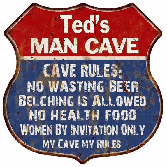 Tim's Man Cave Rules Sign Shield Metal Gift 211110023031