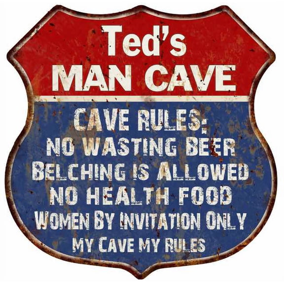Tim's Man Cave Rules Sign Shield Metal Gift 211110023031