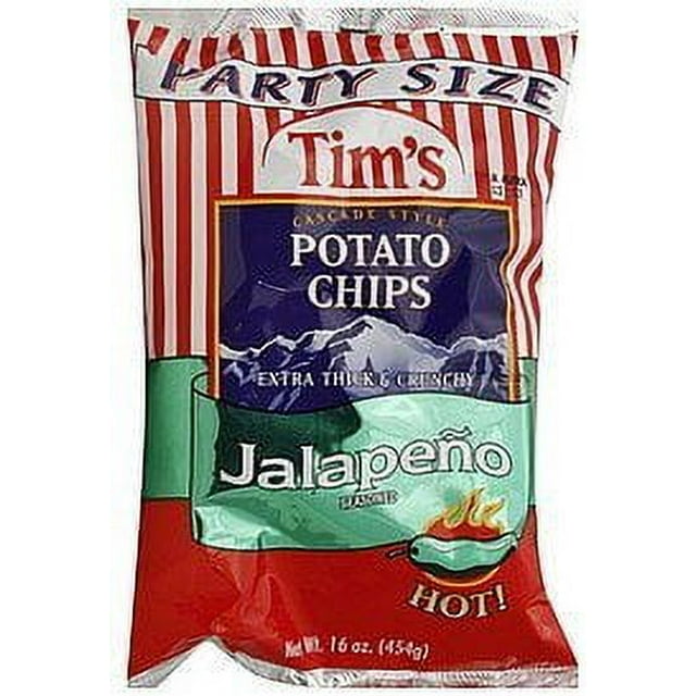 Tim's Potato Chips, Cascade Style, Jalapeno Seasoned, Party Size, 16oz