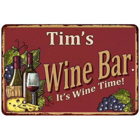 Tim's Red Wine Bar Gift Metal 8x12 Sign Home Decor 108120054375