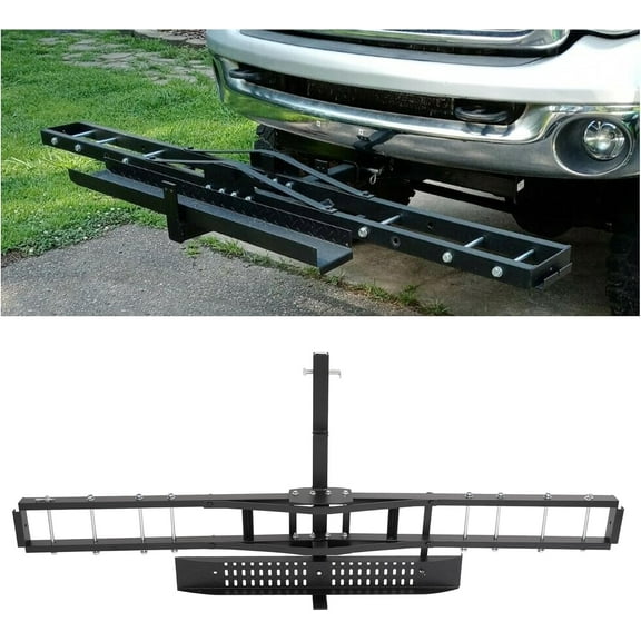 TimHome-US 600LBS Motorcycle Trailer Hitch Carrier Scooter Dirt Bike Hauler Hitch Mount Rack with Loading Ramp Locking Device Heavy Duty Steel Motorcycle Rack for Hitch Fits 2" Receiver