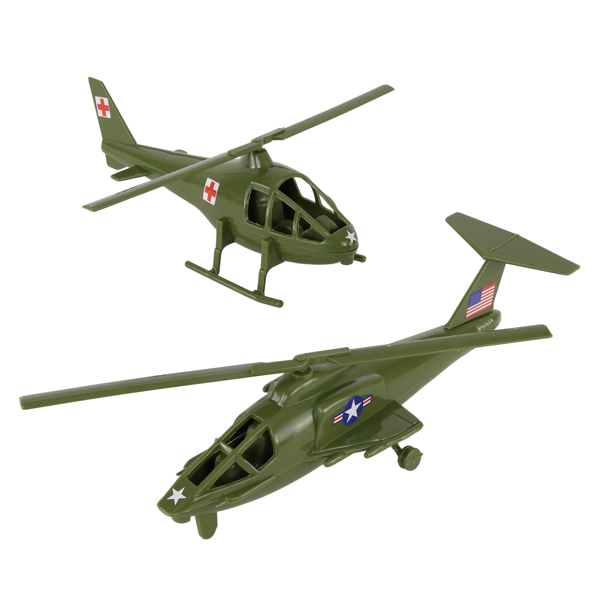 TimMee Air Support HELICOPTERS - 2pc OD Green Plastic Army Men