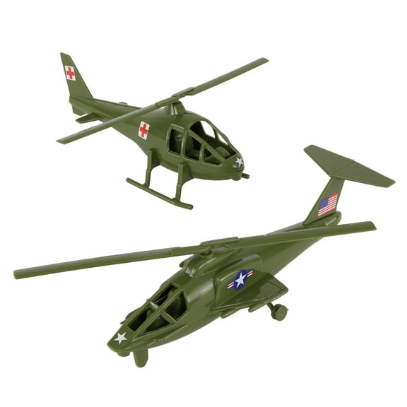 TimMee Air Support HELICOPTERS - 2pc OD Green Plastic Army Men Choppers US Made