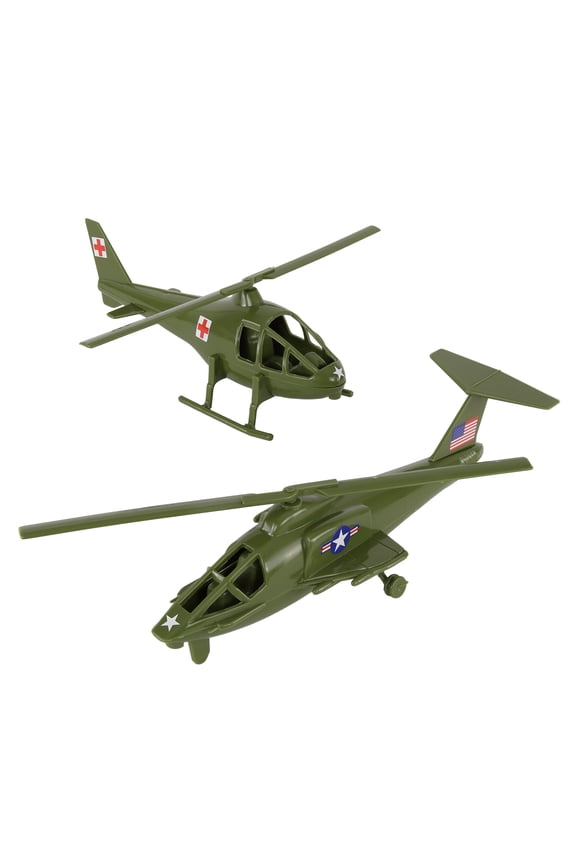 TimMee Air Support HELICOPTERS - 2pc OD Green Plastic Army Men Choppers US Made