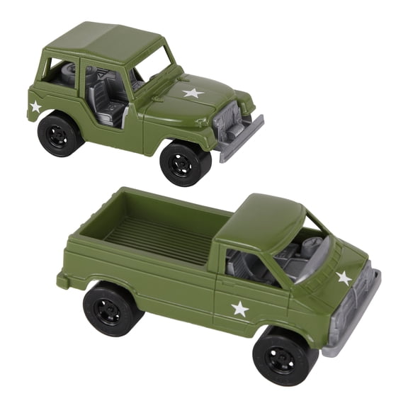 TimMee BATTLE TRANSPORT Willys M38A1 & Pickup Truck - OD Green Playset USA Made