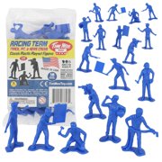 TimMee Car Racing Team Pit Track & News Crews - Blue 18pc Plastic Toy Figures US