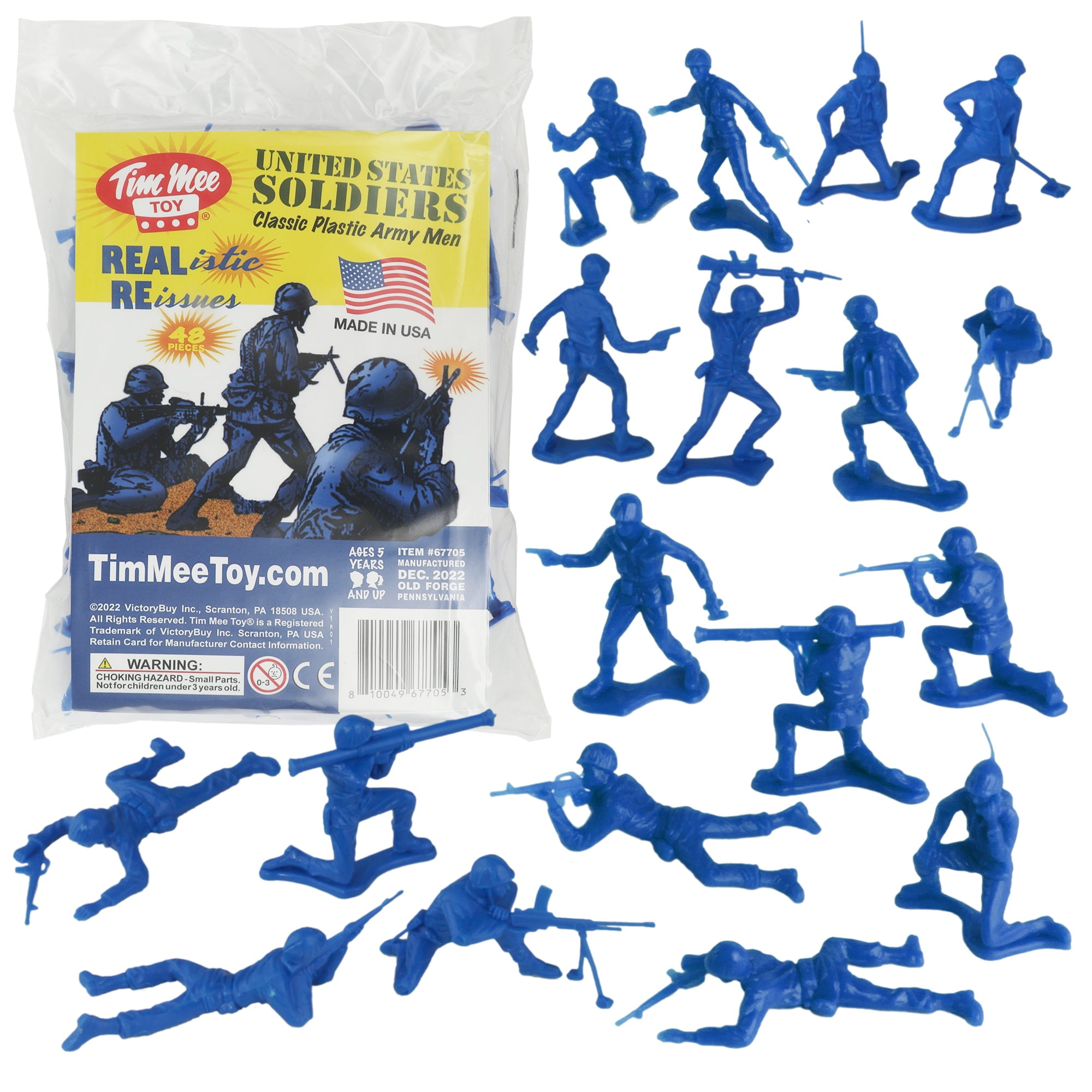 TimMee Plastic Army Men - Blue 48pc Toy Soldier Figures - Made in USA ...