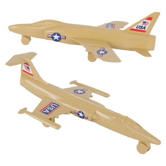 TimMee Plastic Army Men Cold War Fighter Jets - Tan Airplanes Made in USA