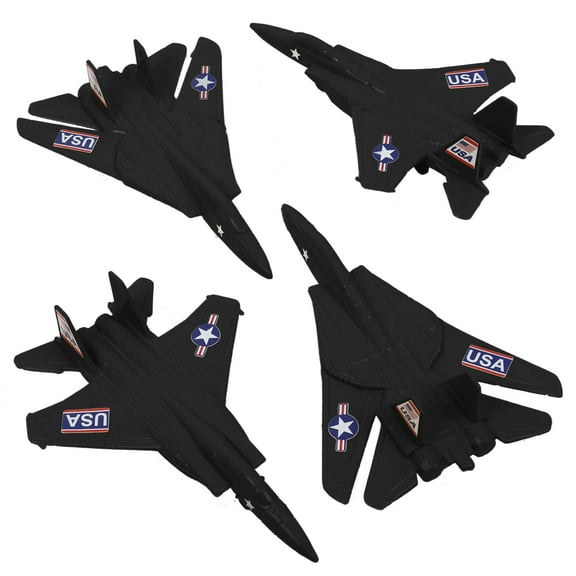 TimMee Plastic Army Men Combat Fighter Jets - 4pc Black Airplanes Made in USA
