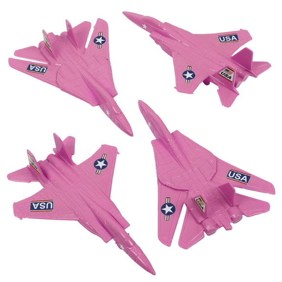 TimMee Plastic Army Men Combat Fighter Jets - 4pc Pink Airplanes Made in USA