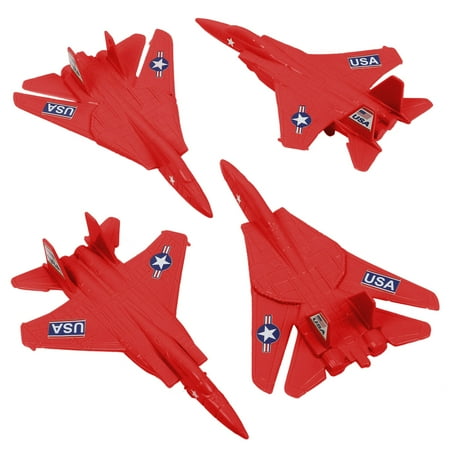 TimMee Plastic Army Men Combat Fighter Jets - 4pc Red Airplanes Made in USA