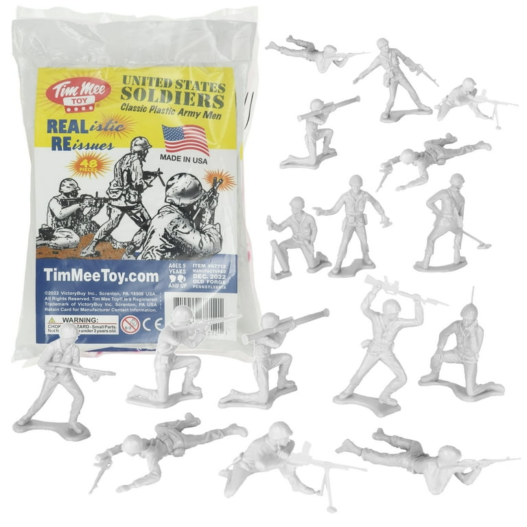 TimMee Plastic Army Men White 48pc Toy Soldier Figures Made in