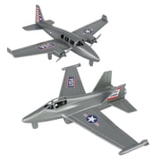 TimMee Prop Plane and Fighter Jet - 2pc Silver Gray Plastic Army Men Air Support