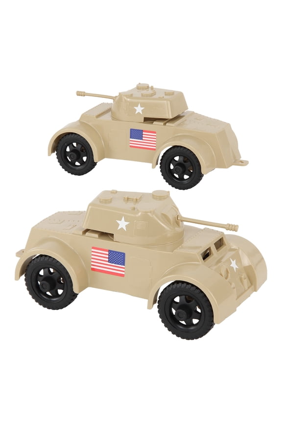 TimMee Staghound Armored Cars - Tan Plastic Army Men Scout Vehicles