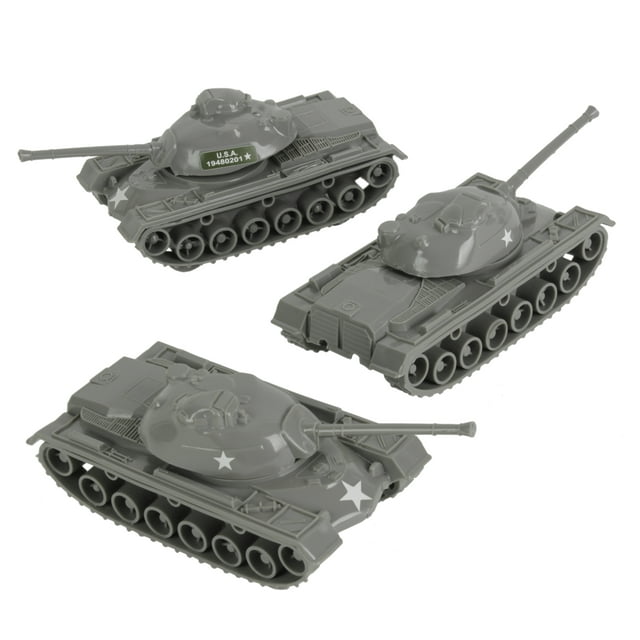TimMee Toy Tanks for Plastic Army Men - Gray WW2 3pc - Made in USA