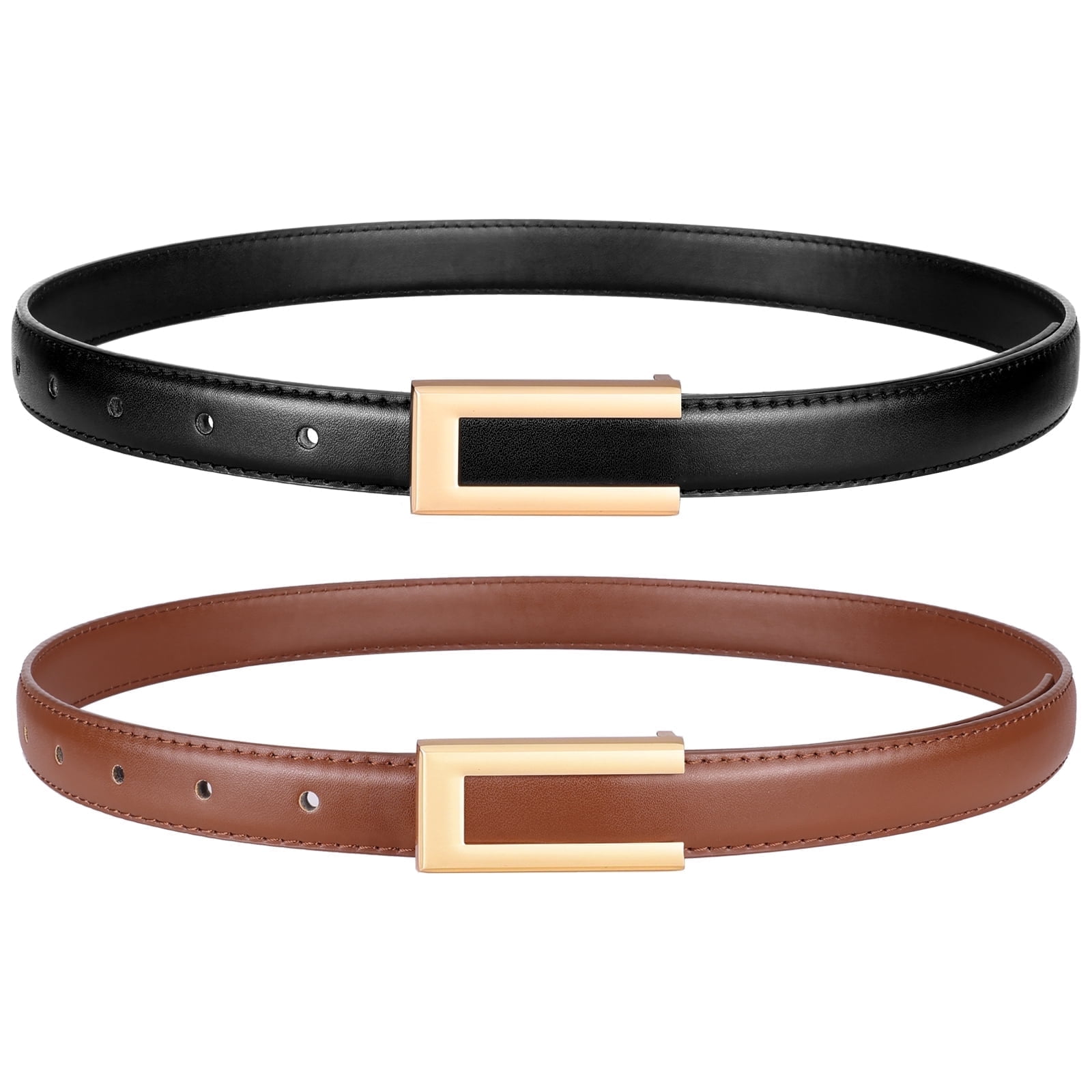 Timarkment 2 Pcs Women's Belt Skinny Leather Belts for Women with Gold ...