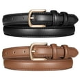 thumbnail image 1 of Timarkment 2 pcs Belts for Women with Gold Pin Buckle Skinny Brown and Black Leather Women Belts for Jeans Dresses, 1 of 9