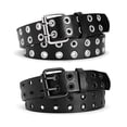 thumbnail image 1 of Timarkment 2pcs Belts for Women Double Grommet Womens Belts for Jeans Studded Punk Women's Leather Belt, 1 of 8