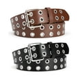 thumbnail image 1 of Timarkment 2pcs Belts for Women Double Grommet Womens Belts for Jeans Studded Punk Women's Leather Belt, 1 of 8