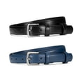 thumbnail image 1 of Timarkment 2pcs Belts for Womens Solid Color Belt Silver Pin Buckle Black & Blue Women Leather Belts, 1 of 8