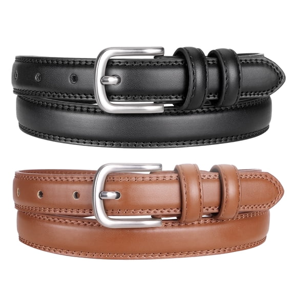 Timarkment 2 pcs Belts for Women with Silver Pin Buckle Skinny Leather Women Belts for Jeans Dresses