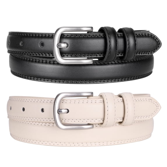 Timarkment 2 pcs Belts for Women with Silver Pin Buckle Skinny Leather Women Belts for Jeans Dresses