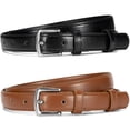 thumbnail image 1 of Timarkment 2pcs Women Leather Belts Skinny Solid Color Pin Buckle Black & Brown Tan Belts for Womens, 1 of 8