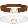 thumbnail image 1 of Timarkment 2pcs Womens Belts Stretch Belts for Women Elastic Skinny Women's Belt Coffee White Ladies Belts, 1 of 6