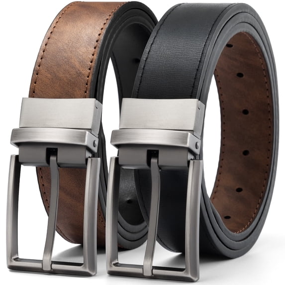 Timarkment Belts for Men Leather Black Brown Mens Belt Reversible Men's Belts One Belt Reverse Two Side