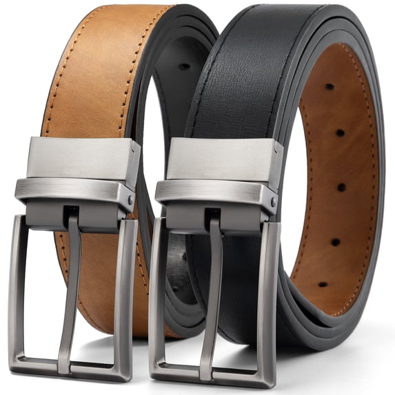 Timarkment Belts for Men Leather Black Brown Mens Belt Reversible Men's Belts One Belt Reverse Two Side