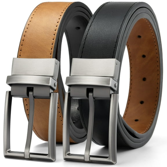 Timarkment Belts for Men Leather Black Brown Mens Belt Reversible Men's Belts One Belt Reverse Two Side