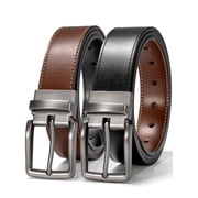 Belts for Men Reversible Leather Men's Belts Black Brown Mens Belt One Belt Reverse Two Side, 1 Piece