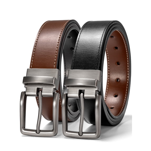 Timarkment Belts for Men Reversible Leather Men's Belts Black Brown Mens Belt One Belt Reverse Two Side