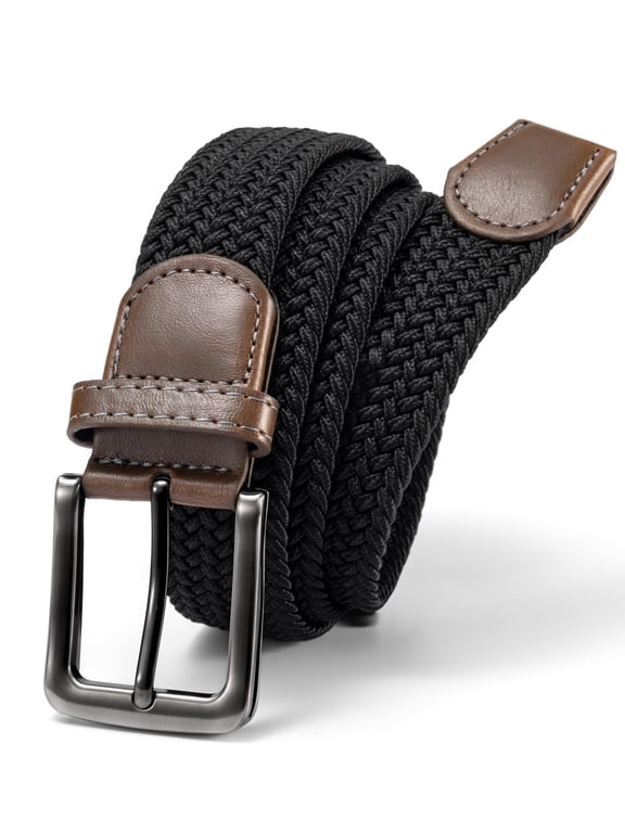 Mens Belt Stretch Braided Black Men’s Belt Woven Nylon Elastic Men Belts for Jeans