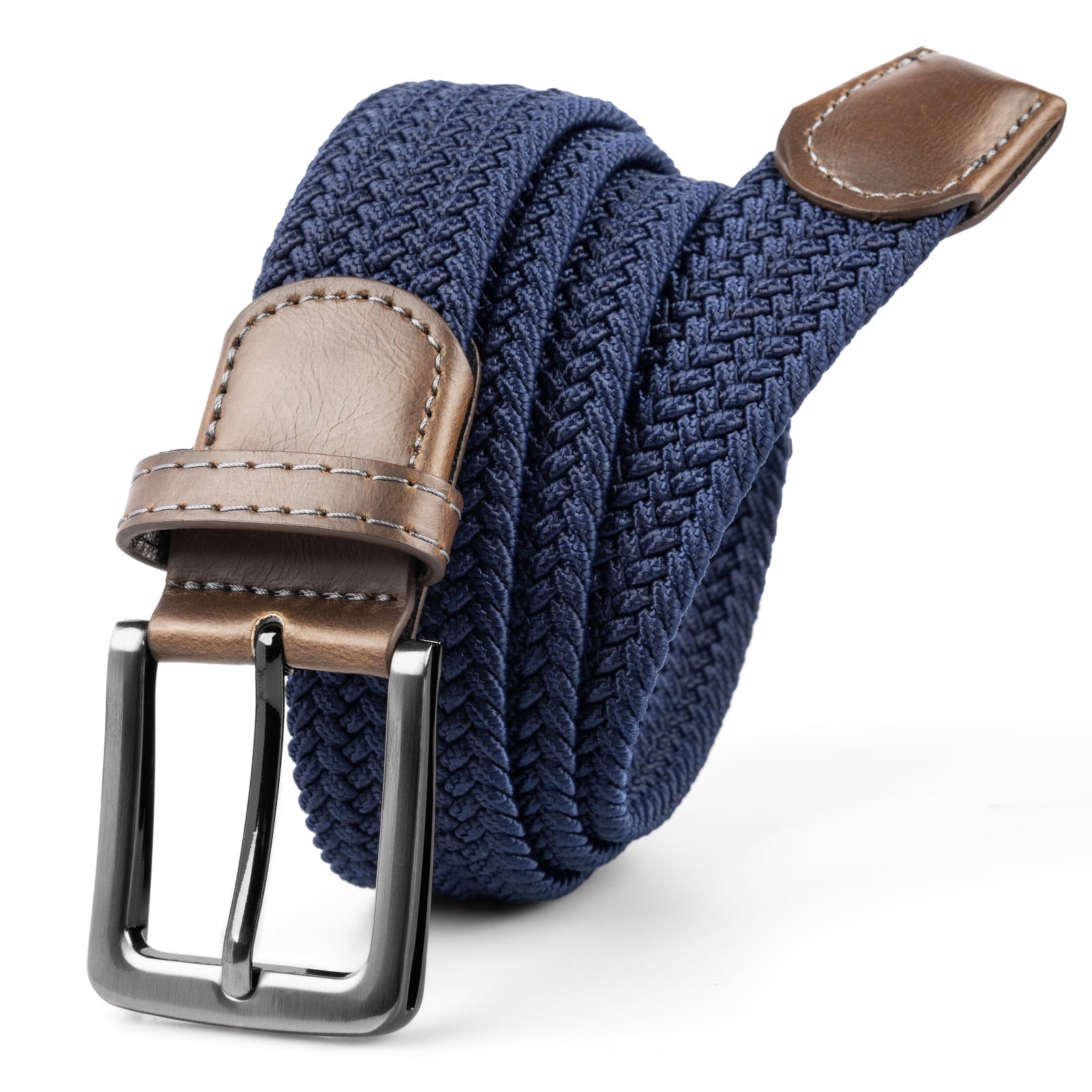 Falari Black Buckle Men Canvas Elastic Fabric Woven Stretch