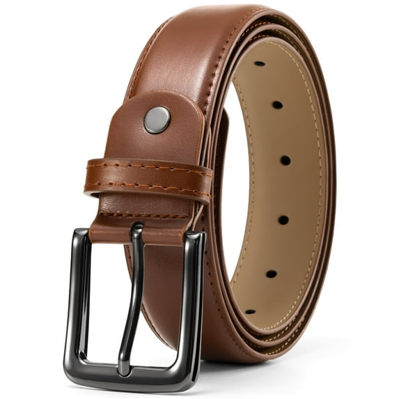 Timarkment Mens Belt Brown Leather Belts for Men Black Buckle Men Belt for Casual Work